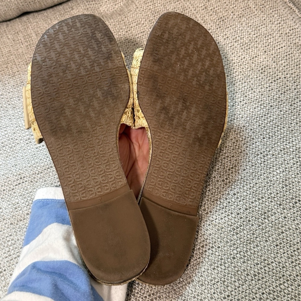 Sam Edelman Bambi Raffia Buckle Slides in Natural Size 8 - Picture 4 of 5